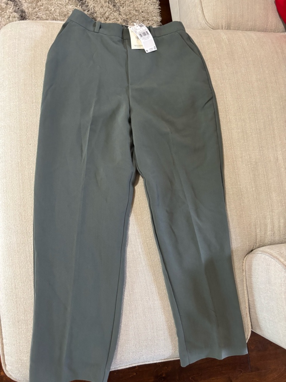Mango Dress Pants - Deep Green Straight Leg
